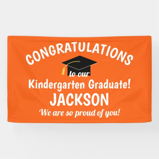 Glückwunsch Kindergarten Abschluss Orange Banner (Horizontal)