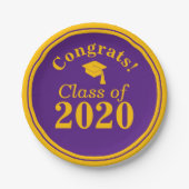 Glückwunsch-Klasse 2023 Lila Gold Pappteller (Vorderseite)