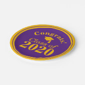 Glückwunsch-Klasse 2023 Lila Gold Pappteller (Schrägansicht)