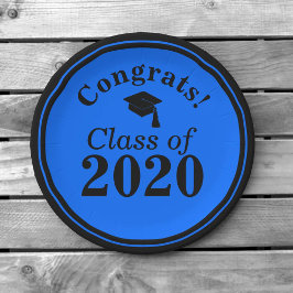 Glückwunsch-Klasse 2024 Blue Black Pappteller