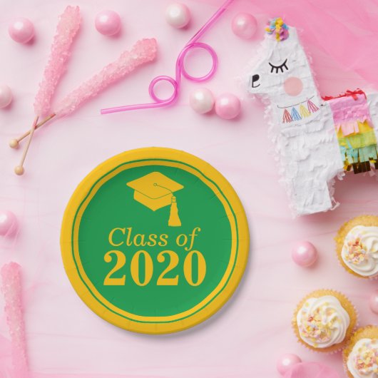 Glückwunsch-Klasse 2024 Grünes Gold Pappteller (Party)