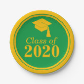 Glückwunsch-Klasse 2024 Grünes Gold Pappteller (Vorderseite)