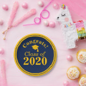 Glückwunsch-Klasse 2024 Navy-Gold Pappteller (Party)