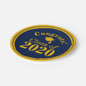 Glückwunsch-Klasse 2024 Navy-Gold Pappteller (Schrägansicht)