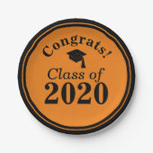 Glückwunsch-Klasse 2024 Orange Black Pappteller (Vorderseite)