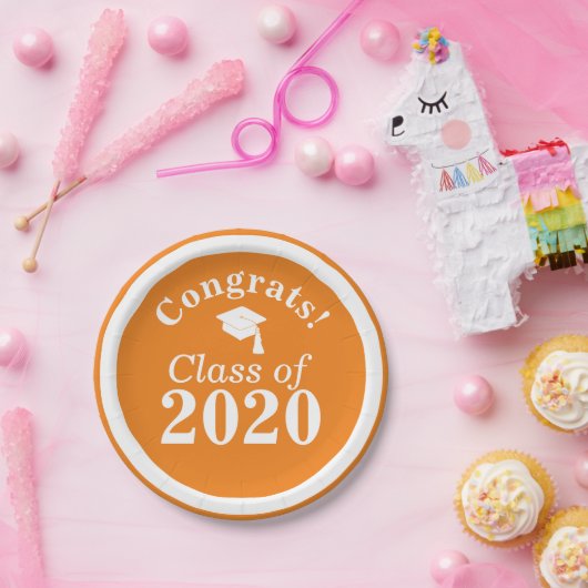 Glückwunsch-Klasse 2024 Orange White Pappteller (Party)