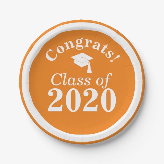 Glückwunsch-Klasse 2024 Orange White Pappteller (Vorderseite)