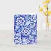 Glückwunsch-Königsblau-Damast-Inder-Mandala Karte (Gelbe Blume)