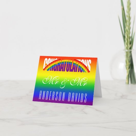 Glückwunsch LGBT Rainbow Flag Gay Couple Karte (Vorderseite)