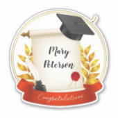 Glückwunsch mit deinem Namen Aufkleber (Vorderseite)