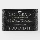 Glückwunsch mit schwarzem und silberfarbenem Glitz Banner (Horizontal)