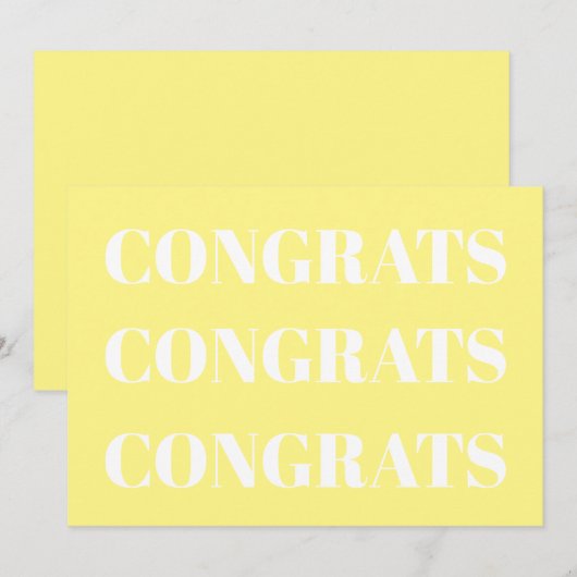 Glückwunsch Moderne, hellgelbe, weiße Karte (Vorne/Hinten)