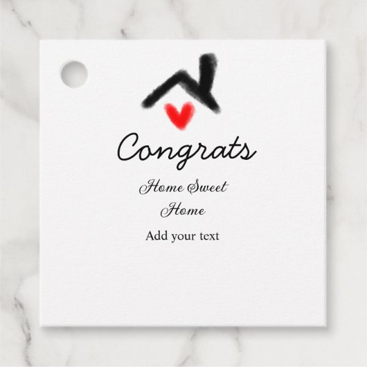 Glückwunsch neue Zuhause-Besitzer echtes Anwesen E Geschenkanhänger (Vorderseite)