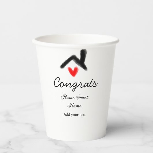 Glückwunsch neue Zuhause-Besitzer echtes Anwesen E Pappbecher (Vorderseite)