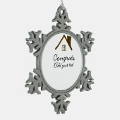 Glückwunsch neue Zuhause-Besitzer echtes Anwesen E Schneeflocken Zinn-Ornament (Links)