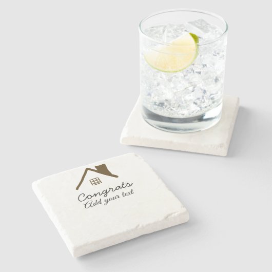 Glückwunsch neue Zuhause-Besitzer echtes Anwesen E Steinuntersetzer (Seitenansicht)