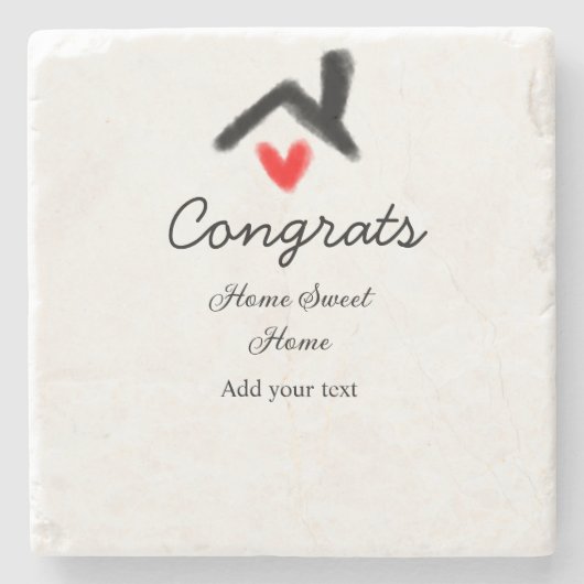 Glückwunsch neue Zuhause-Besitzer echtes Anwesen E Steinuntersetzer (Vorderseite)