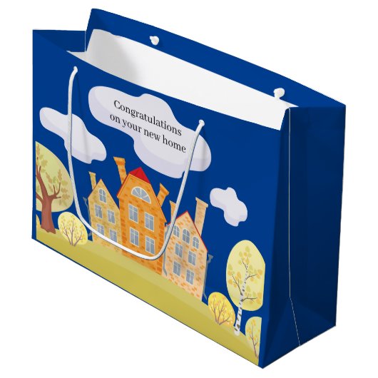 Glückwunsch neues Zuhause Party Große Geschenktüte (Vorderseite Schrägansicht)