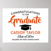 Glückwunsch Orange, White & Black Abschluss Poster (Vorne)