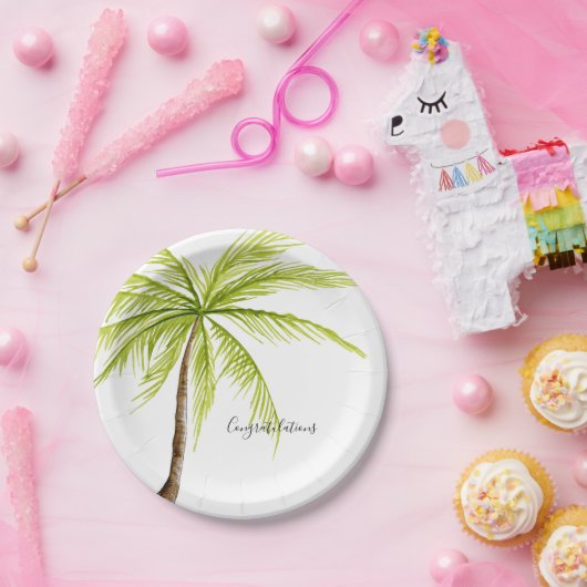Glückwunsch-Palme-kundenspezifischer Insel-Strand Pappteller (Party)