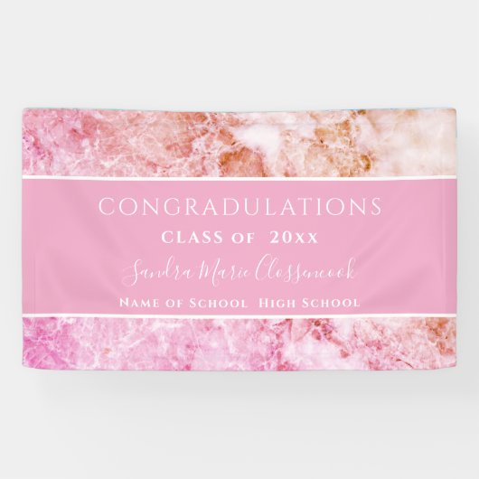 Glückwunsch Pink Amethyst Crystal Abschluss Banner (Horizontal)