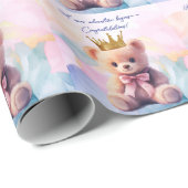 Glückwunsch! Pinker Bär mit goldener Krone Geschenkpapier (Rolleneckpunkt)