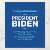 Glückwunsch Präsident Biden Most Voted Candidate B Weinetikett (Einzelnes Label)