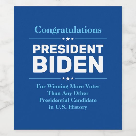 Glückwunsch Präsident Biden Most Voted Candidate B Weinetikett (Einzelnes Label)