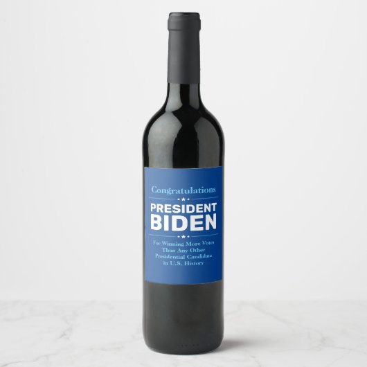 Glückwunsch Präsident Biden Most Voted Candidate B Weinetikett (Vorderseite)