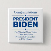 Glückwunsch Präsident Biden Most Voted Candidate Button (Vorderseite)