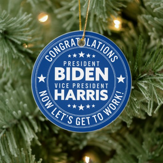 Glückwunsch Präsident Biden, VP Harris! Benutzerde Keramik Ornament (Baum)