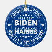 Glückwunsch Präsident Biden, VP Harris! Benutzerde Keramik Ornament (Hinten)
