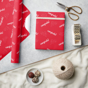 Glückwunsch! Red Wrapping Paper Geschenkpapier