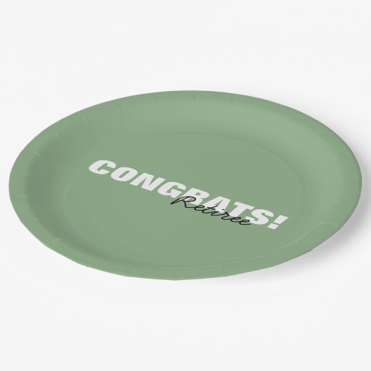 Glückwunsch Retiree Pappteller (Schrägansicht)