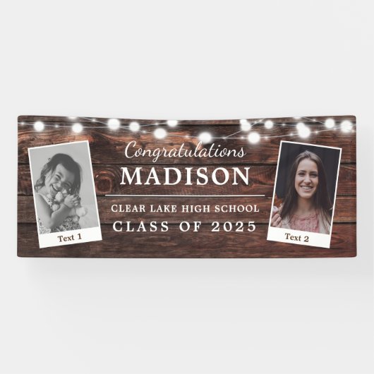 Glückwunsch Rustic Wood String Lights Grad 2 - Fot Banner (Horizontal)