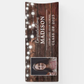 Glückwunsch Rustikales Holz String Lights Grad Fot Banner (Vertikal)