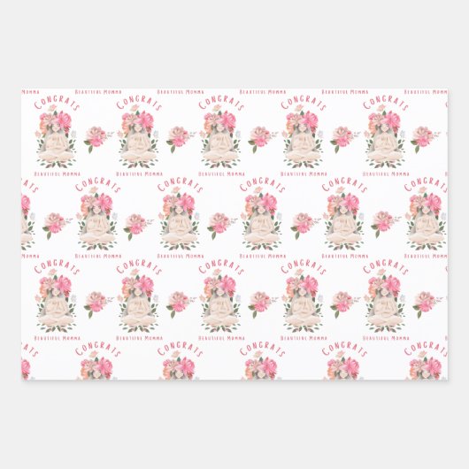Glückwunsch Schöne Momma Wrapping Paper Sheets Geschenkpapier Set (Vorderseite 2)