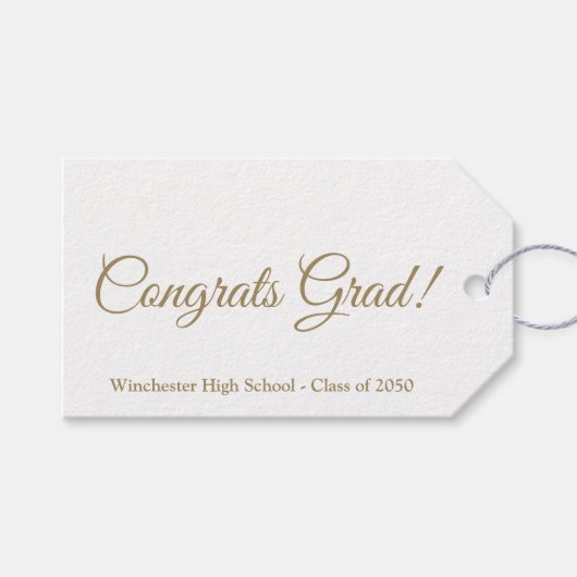 Glückwunsch schreiben Gold-Script-Schule Jahr Geschenkanhänger (Vorderseite (Horizontal))