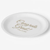 Glückwunsch schreiben goldenes Skript-Klasse Pappteller (Schrägansicht)