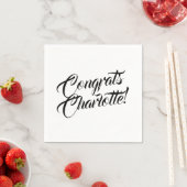 Glückwunsch Schwarz-Weiß-Skriptname elegant Serviette (Beispiel)