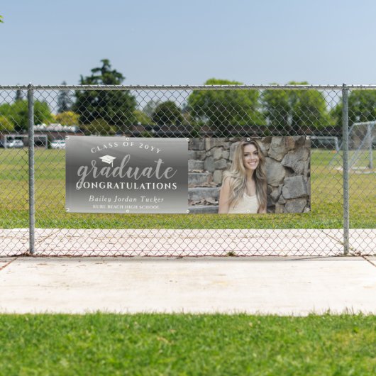 Glückwunsch Script Gray Ombre Foto Abschluss Banner (Insitu)