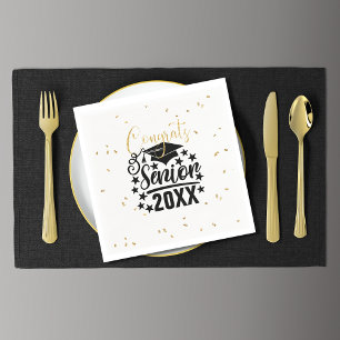 Glückwunsch Senior 20XX Imitats Glitzer Confetti Serviette