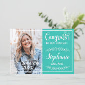 Glückwunsch sind modern türkisfarben Abschluss Fot Ankündigung (Stehend Vorderseite)