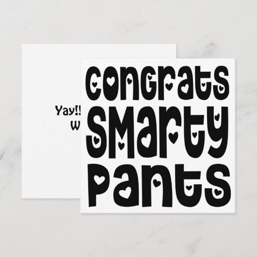 Glückwunsch Smarty Pants Text Herz Grad Prüfung (Vorne/Hinten)