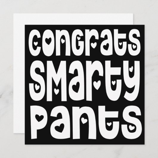 Glückwunsch Smarty Pants Texthearts Test Schwarz (Vorne/Hinten)