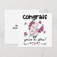 Glückwunsch Star Cartoon Dancing Unicorn Spaß Card