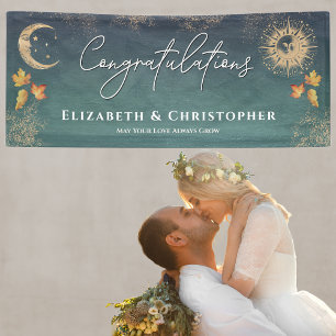 Glückwunsch Sun Moon Fall Engagement Party Banner