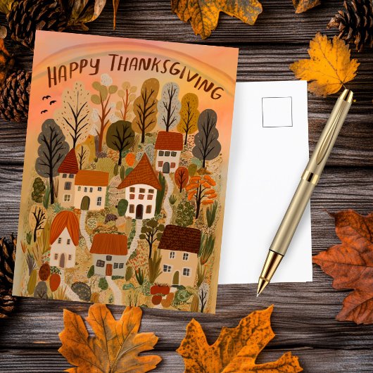 Glückwunsch Thanksgiving Charming Herbstdorf Niedl Postkarte