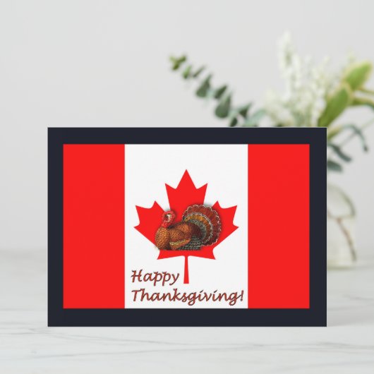 Glückwunsch Thanksgiving Kanada mit Flagge und Put Einladung (Stehend Vorderseite)