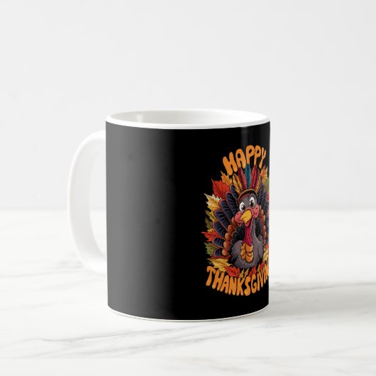 Glückwunsch Thanksgiving Türkei Familie Fall Kaffeetasse (Vorderseite Links)